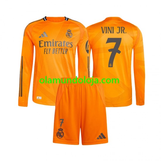 Camisola Real Madrid Vinicius Junior 7 Criança Equipamento Segundo 2024-2025 Manga Comprida